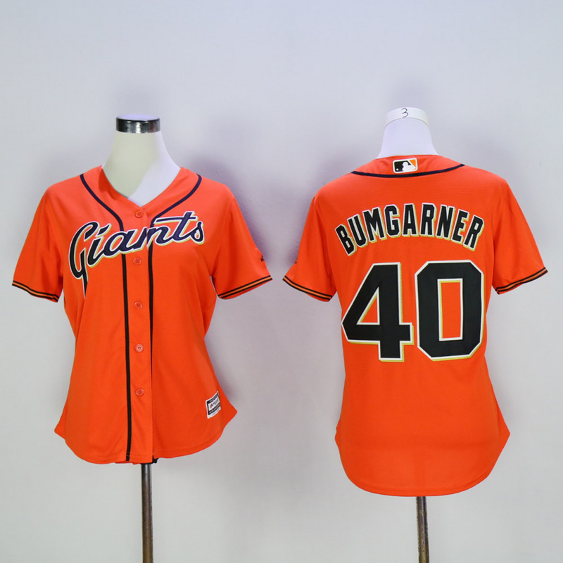 Women San Francisco Giants #40 Bumgarner Orange MLB Jerseys->women mlb jersey->Women Jersey